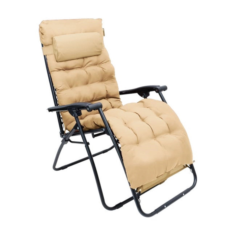 Trade Shop - Sdraio Con Cuscino Imbottito Crema In Textilene Poltrona Relax Terrazzo Giardino 483001 -
