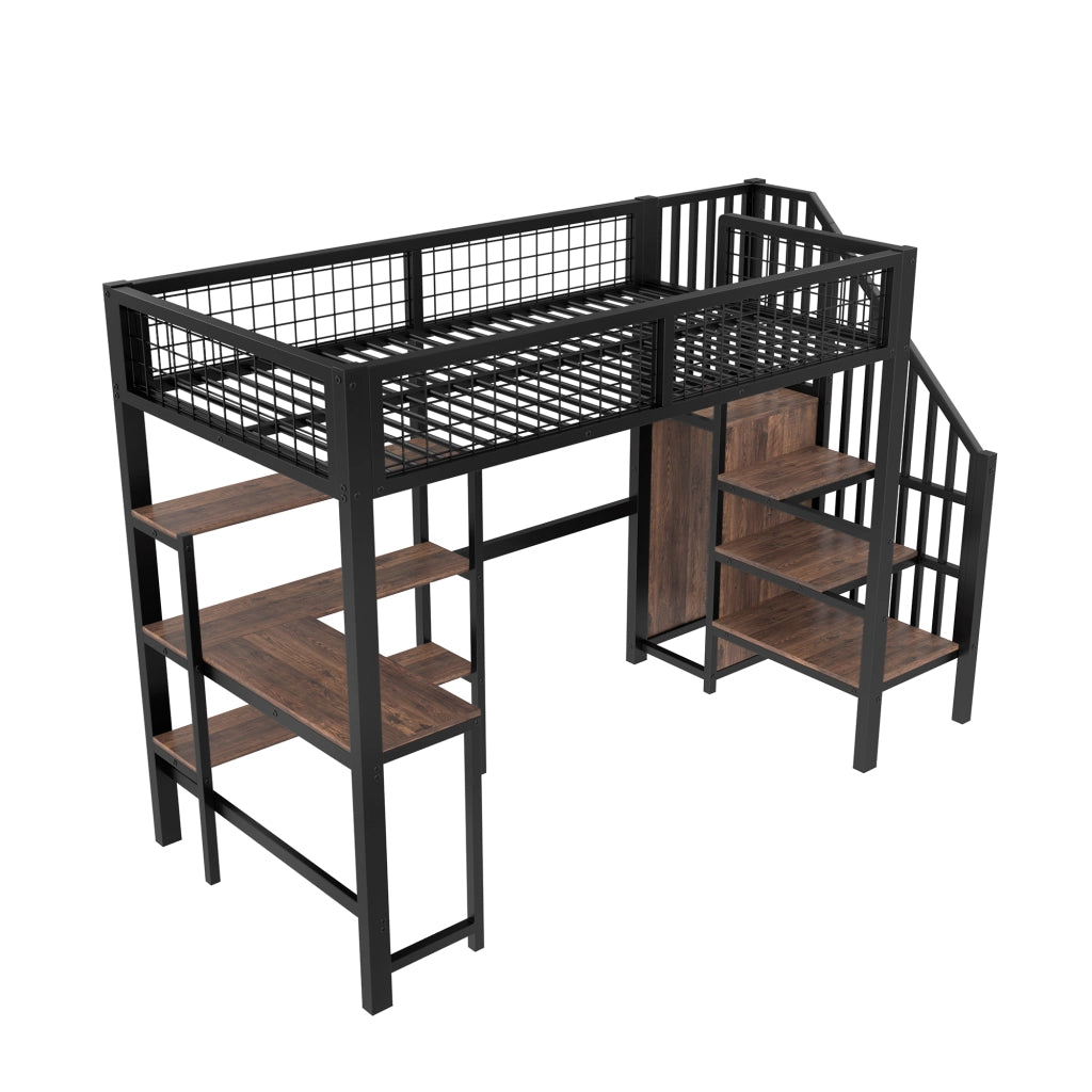 letto alto mdf metallo nero 90 x 200 cm