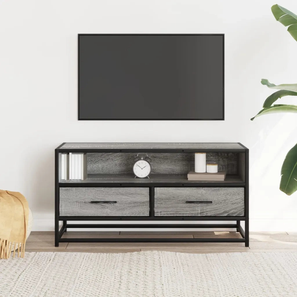 Mobile TV-Credenza TV-Console TV Grigio Sonoma 80x34,5x40 cm Legno Multistrato Metallo 572779
