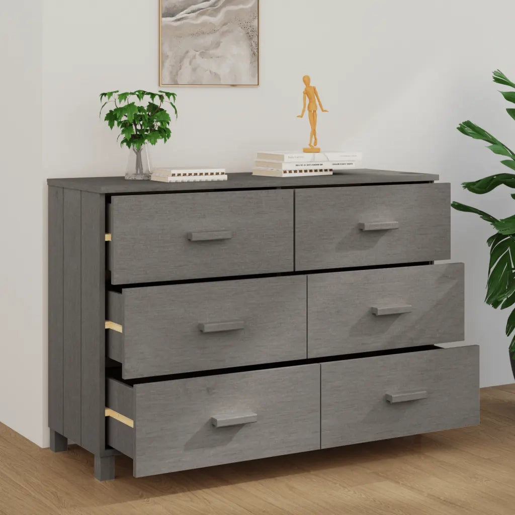 Credenza Grigio Chiaro 113x40x80 cm in Legno Massello di Pino cod mxl 16200