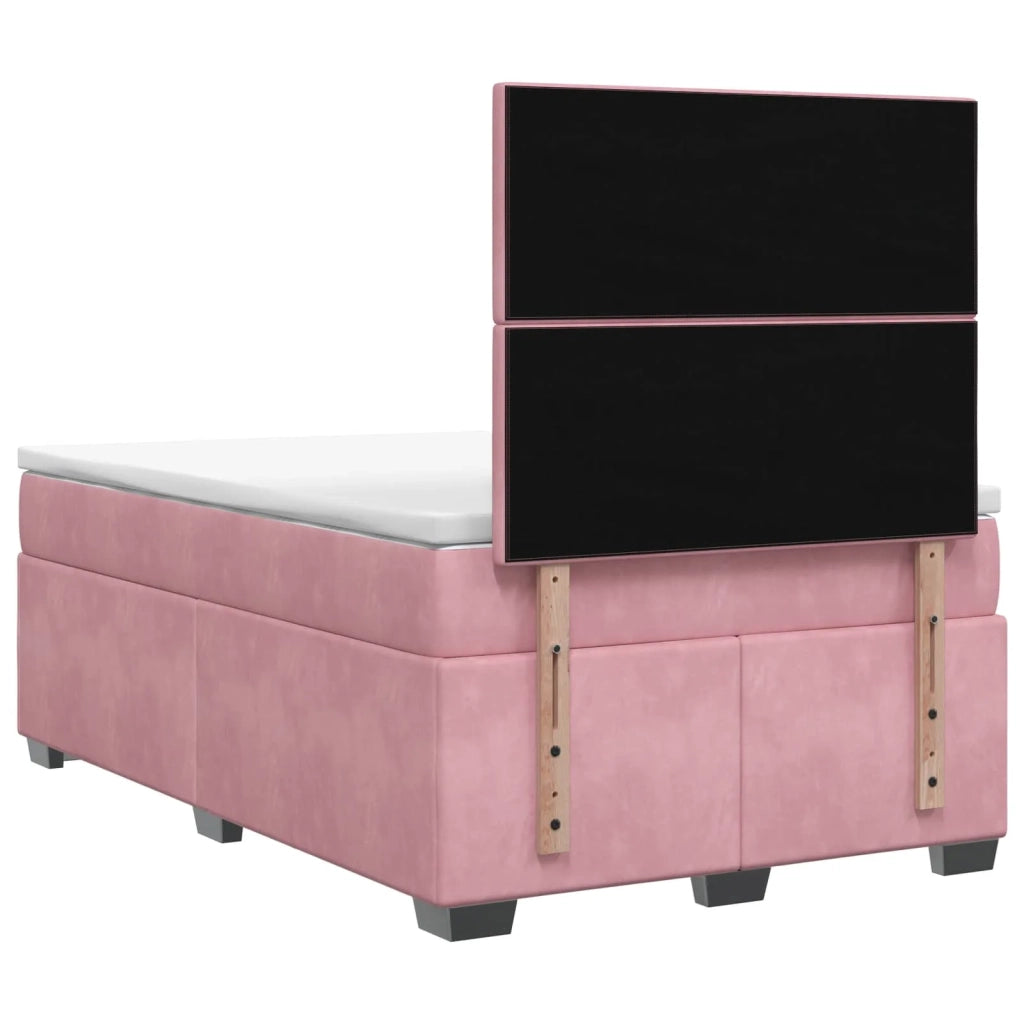 Letto box spring con materasso Rosa 120 x 200 cm Velluto 3453631