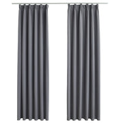 Tende Oscuranti | Tende Blackout con Ganci 2 pz Grigie 140x225 cm