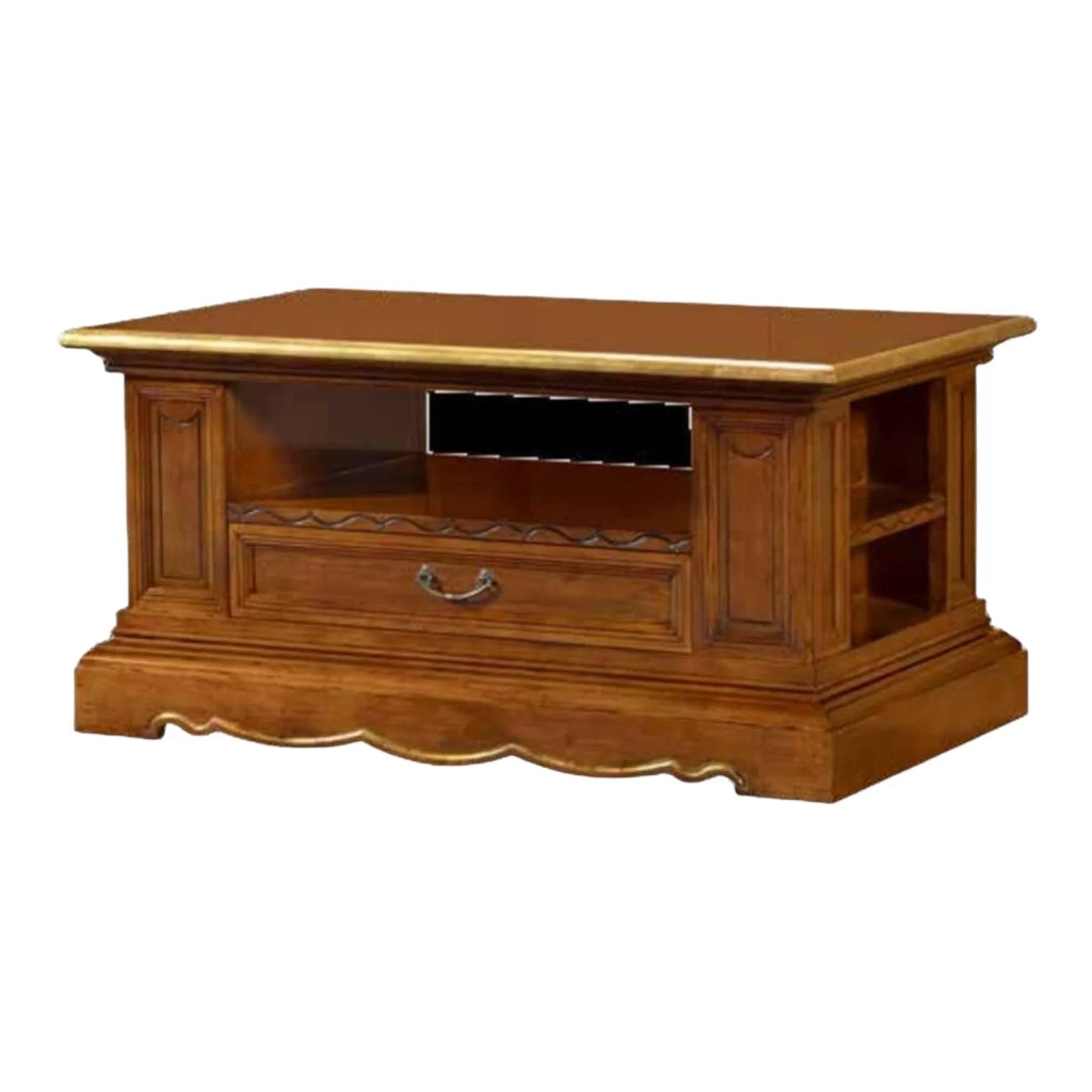 Tavolino arte povera legno bassano foglia oro 125x75x60 - Mobili 2G