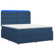 Letto Box Spring LED con Materasso Blu 140 x 200 cm Tessuto 3455880