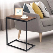 Tavolino a Forma di C, Tavolino Salvaspazio, Struttura in Legno e Ferro, Industriale, Ideale per Soggiorno, Camera da Letto, Ufficio, 55x35x65 cm, 2 Colori Disponibili