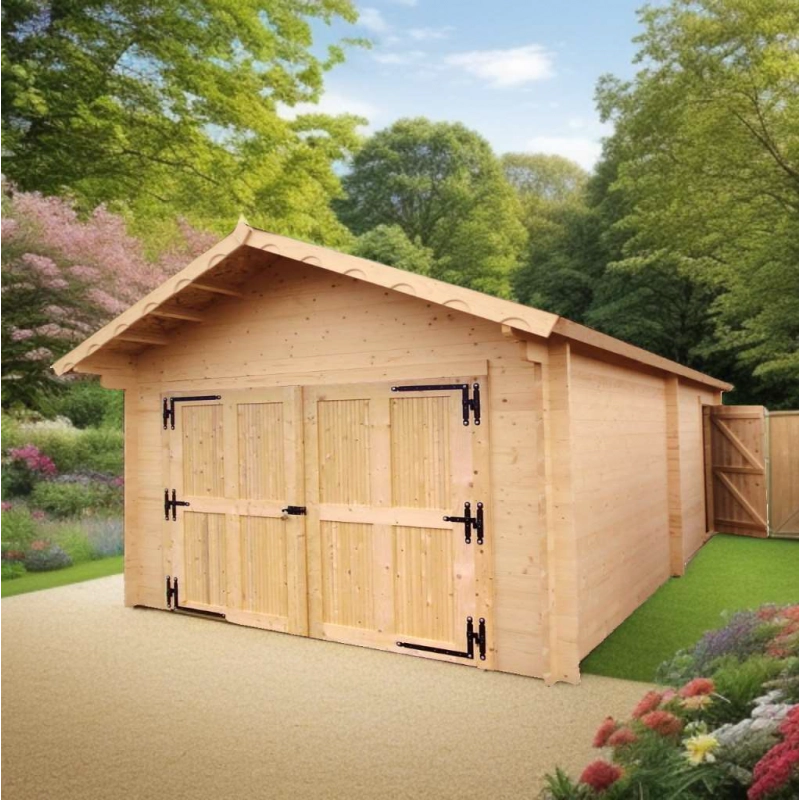 Garage in legno 350x620 cm – Pareti 60 mm – Tetto 24 m² – Vendôme – VN3562S Foresta