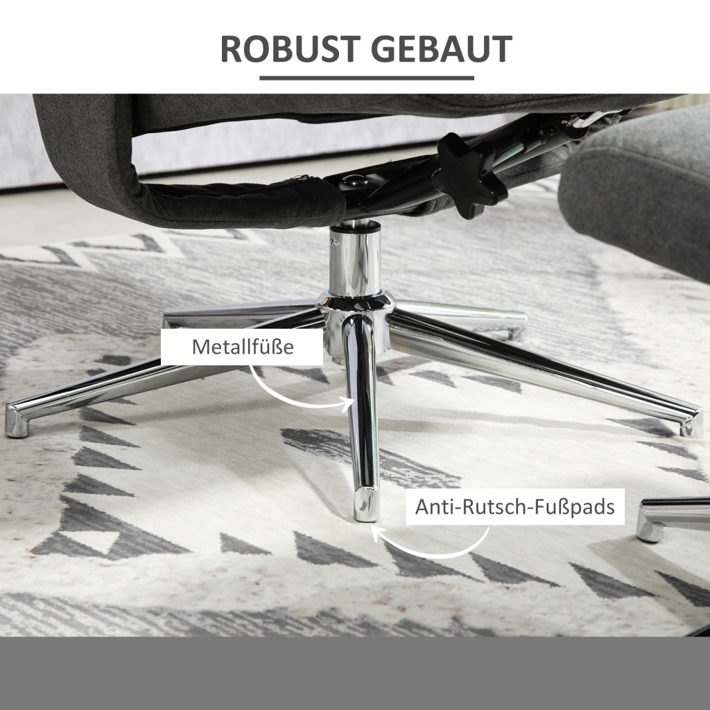 Poltrona relax reclinabile con poggiapiedi ¨C zephmum ¨C velluto grigio scuro