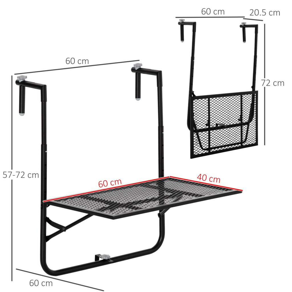 Tavolino pieghevole in metallo con altezza regolabile ¨C zephmum ¨C nero 60x60x57-72 cm
