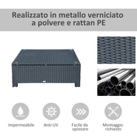 Tavolino Basso da Giardino 85x50x39 cm in Rattan PE Nero