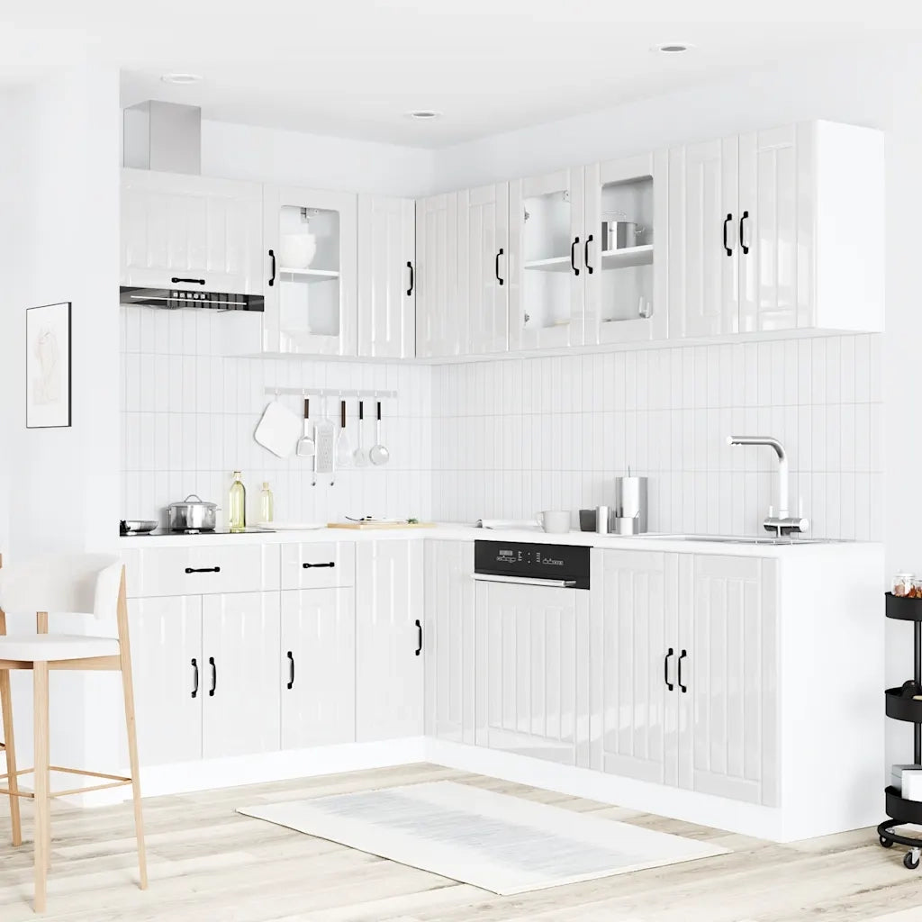 Set Mobili da Cucina 11 pz Lucca Bianchi Lucido in Truciolato 3314893