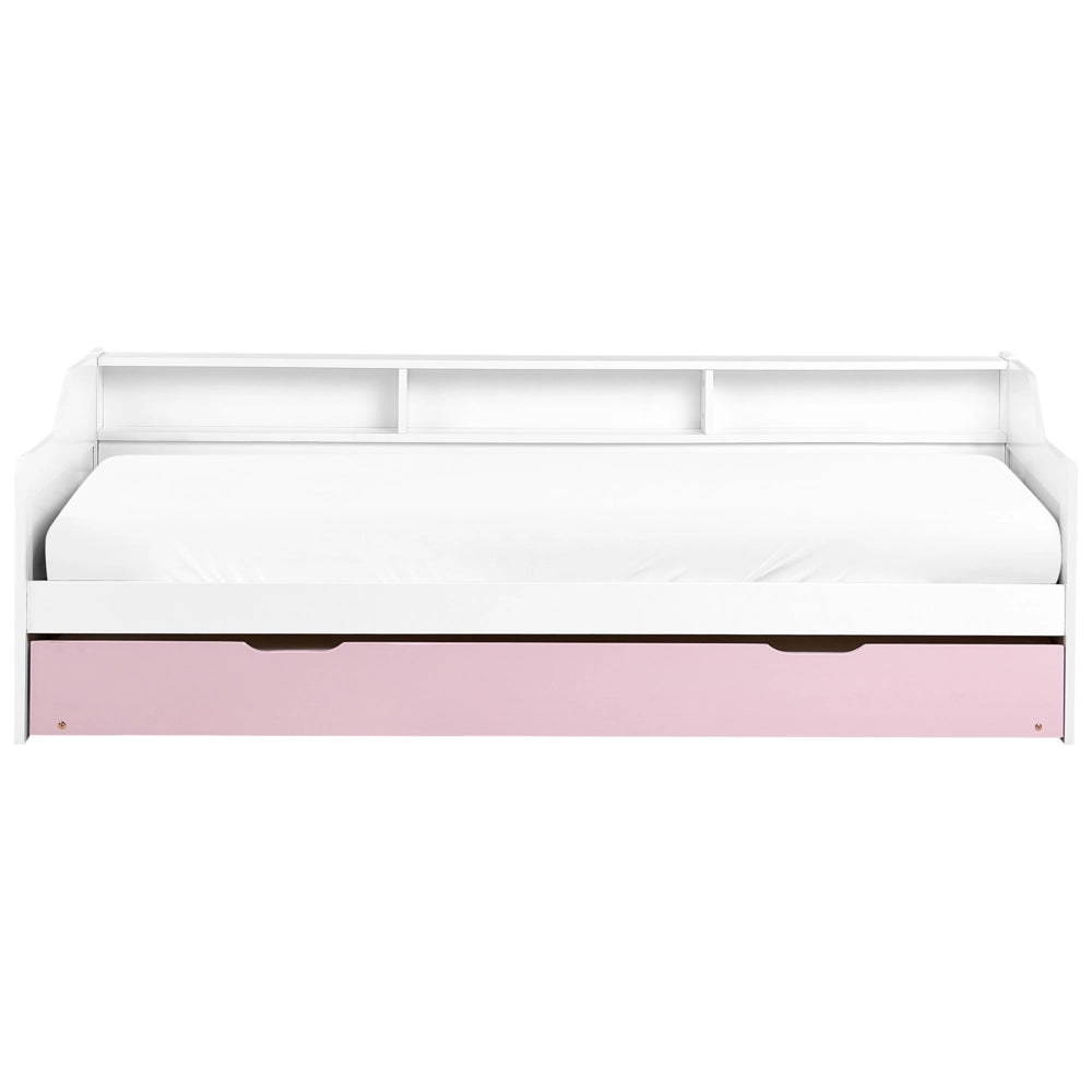 Letto a scomparsa in pino bianco e rosa letto da giorno con struttura in velluto misura singola 90 x 200 cm Telaio a doghe