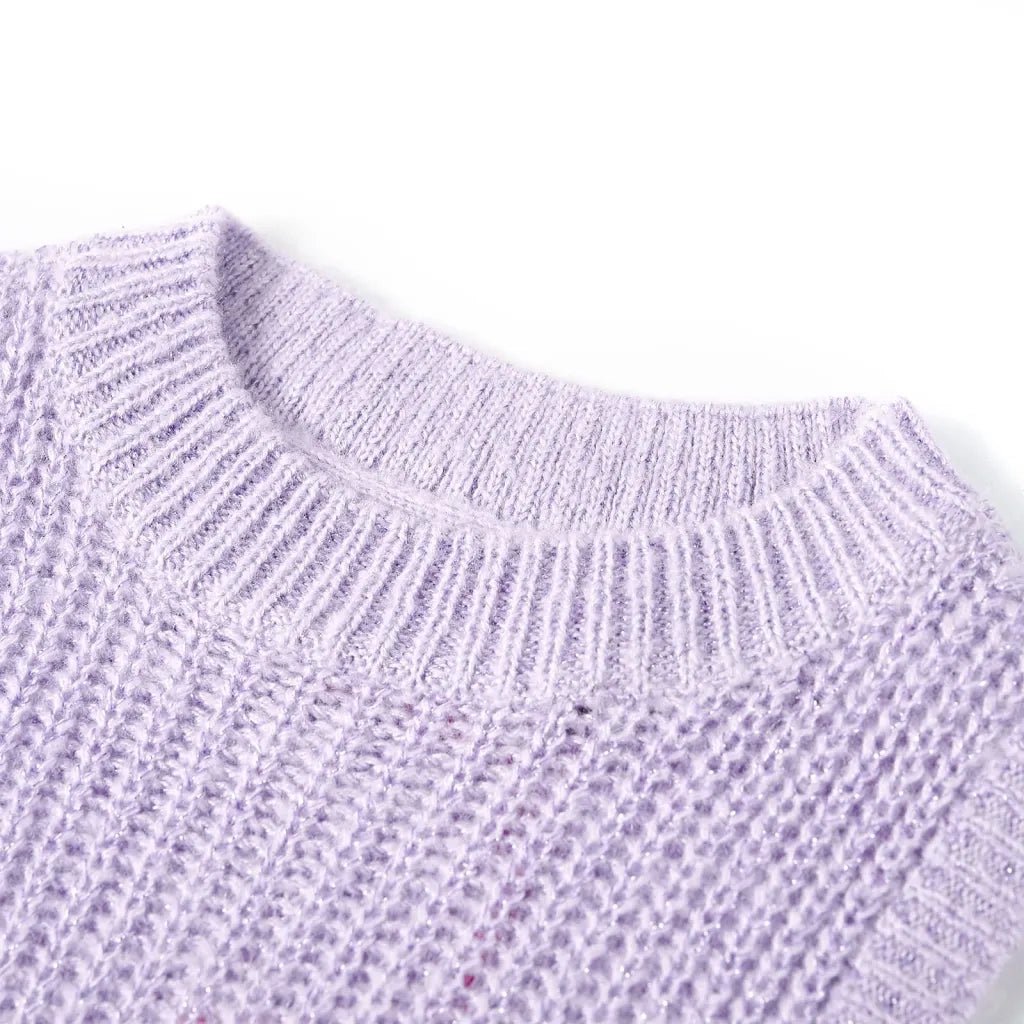 Gilet da Bambina Lavorato a Maglia Lilla Chiaro 128 14547
