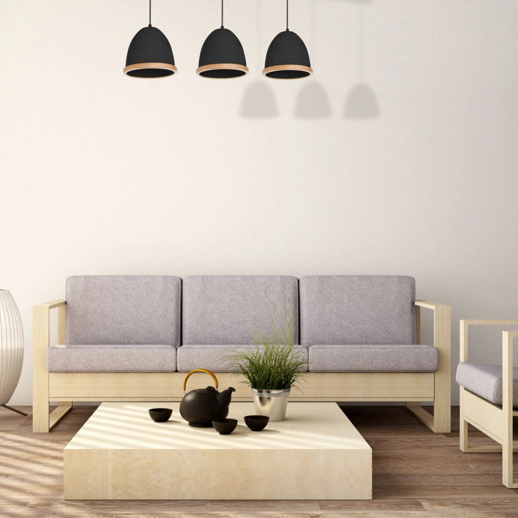 Lampadario STUDIO nero/legno 3xE27 Milagro MLP8853
