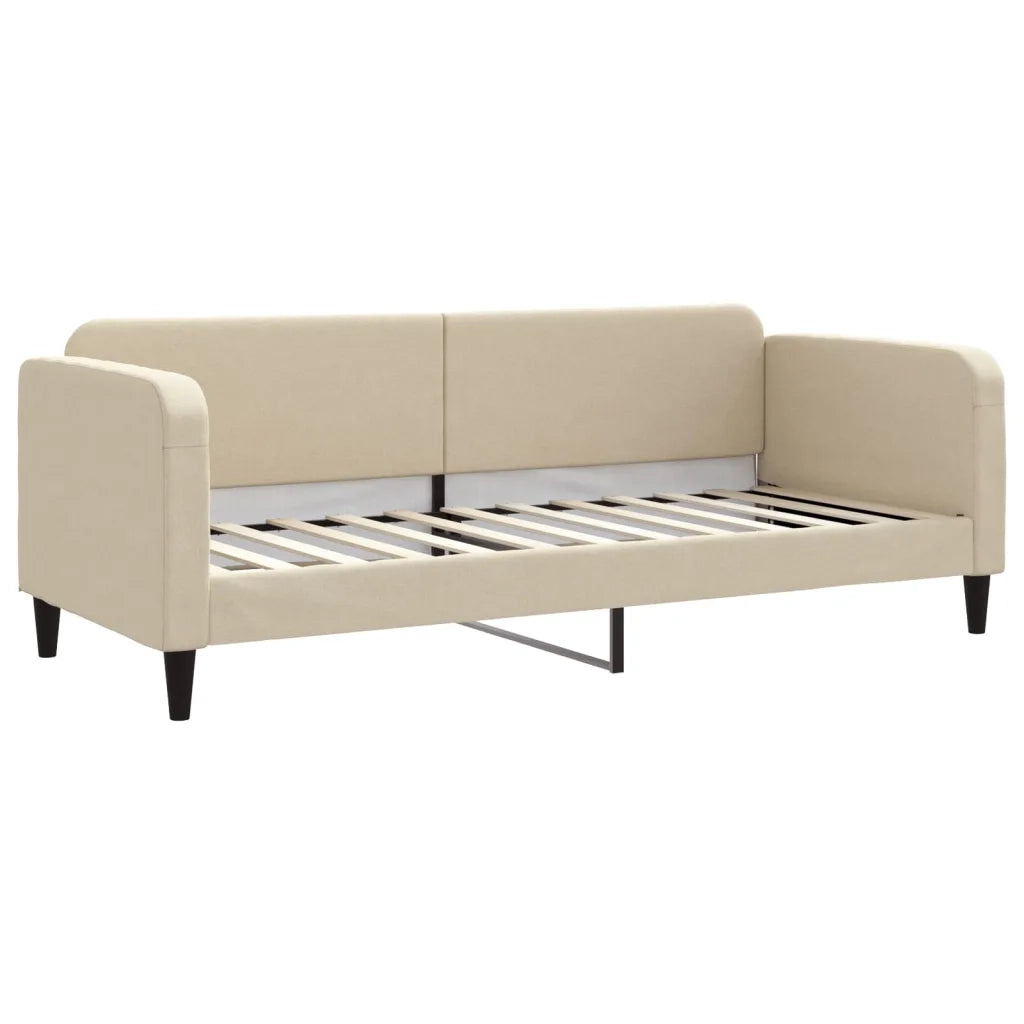 Divano Letto Estraibile con Cassetti Crema 80x200 cm in Tessuto