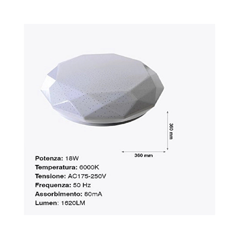 Trade Shop - Plafoniera Da Soffitto Faretto Led 36w Tondo Esagonale Pannello Luce 1620lm 36cm Design -