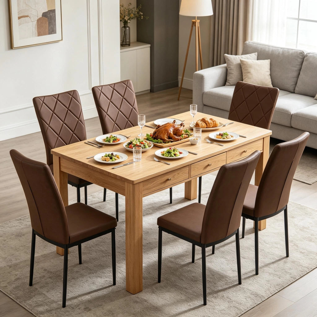 SEDIA da pranzo ergonomica 42 x 94,5 x 59 cm pelle sintetica marrone scuro Set 4 pezzi
