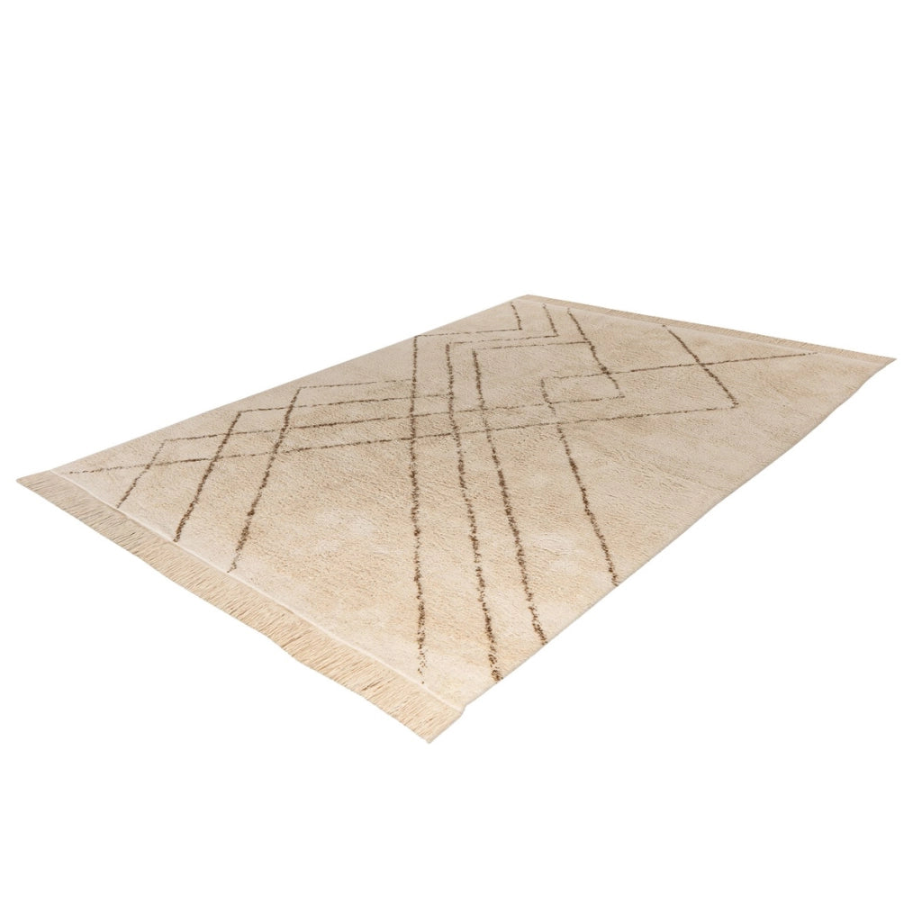 Tappeto Mylen a pelo corto in cotone crema e marrone