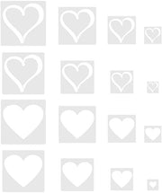 Kit di stencil a forma di cuore 16 pezzi - Stencil per stencil per pittori - Stencil per parete - Stencil riciclabile - Materiale PET a forma di cuore - Materiale ecologico - Stencil