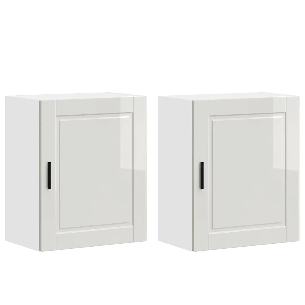 Pensili da Cucina 2 pz Porto Bianco Lucido in Legno Multistrato 854042