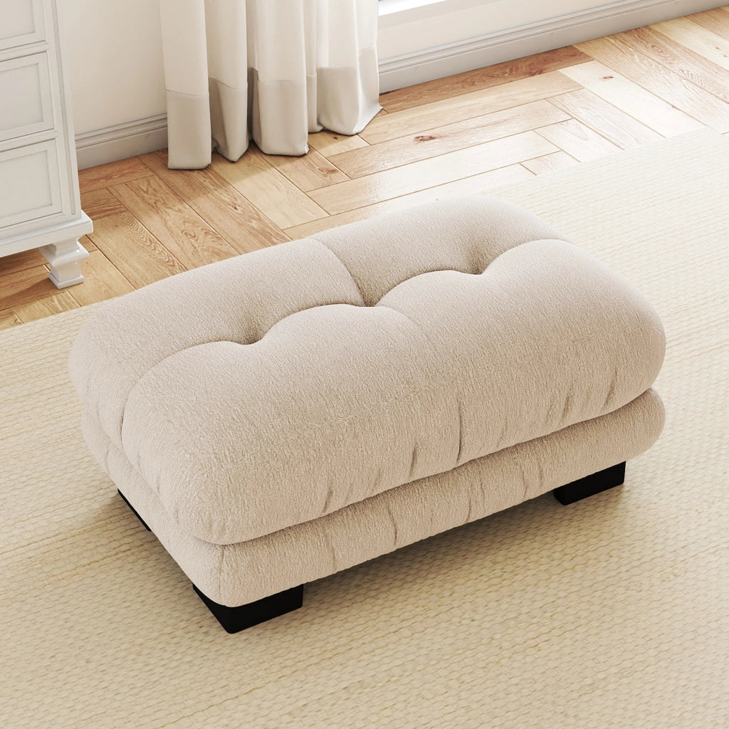DIVANO in chenille Light Coffee con pouf mobili abbinati