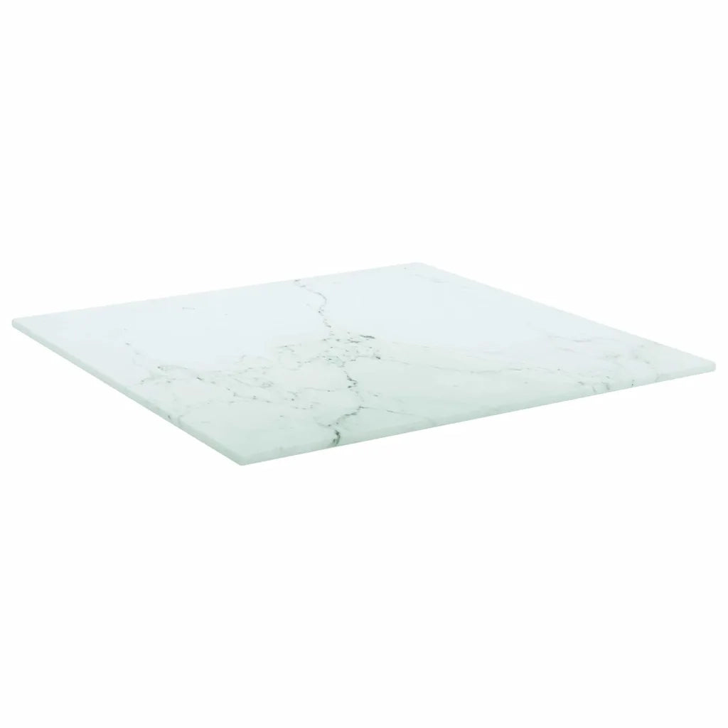 Piano Tavolo Bianco 40x40 cm 6 mm Vetro Temperato Design Marmo 322253