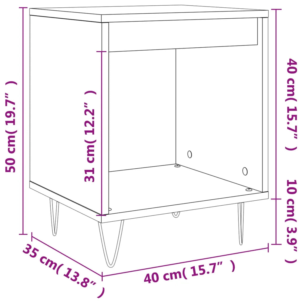 Comodino Bianco 40x35x50 cm in Legno Multistrato 830716