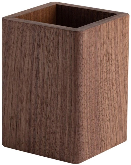 Bureau Houten Porta-pennelli, Porta-pennelli Quadrati in Legno, Penne in Legno, per la Conservazione di Pennarelli, Matite, Spazzole per Trucco e Piccoli Oggetti (Marrone)