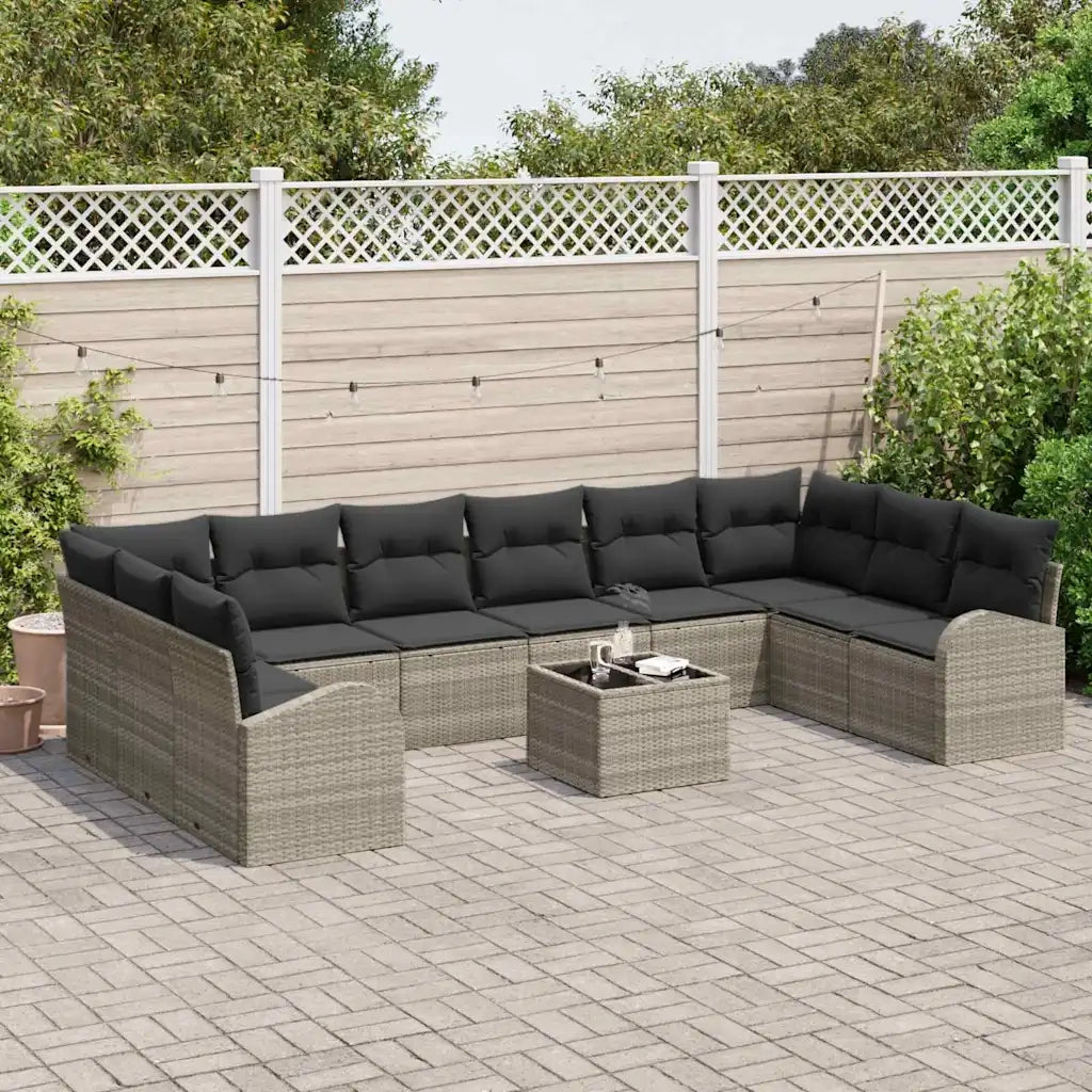 Set di divani con cuscino 11 pcs Grigio chiaro Polyrattan 3346232