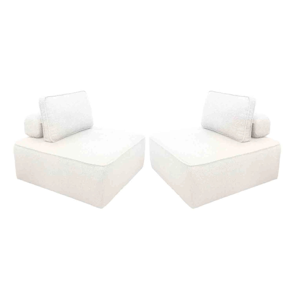 Divano modulare in bouclé, 2 posti, crema