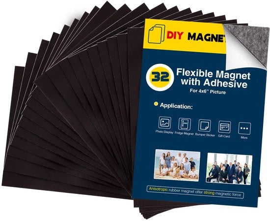 Veline magnetiche autoadesive per foto 4 x 6 pollici, magneti autoadesivi per foto per casa/aula/classe, magneti per frigorifero, confezione da 32