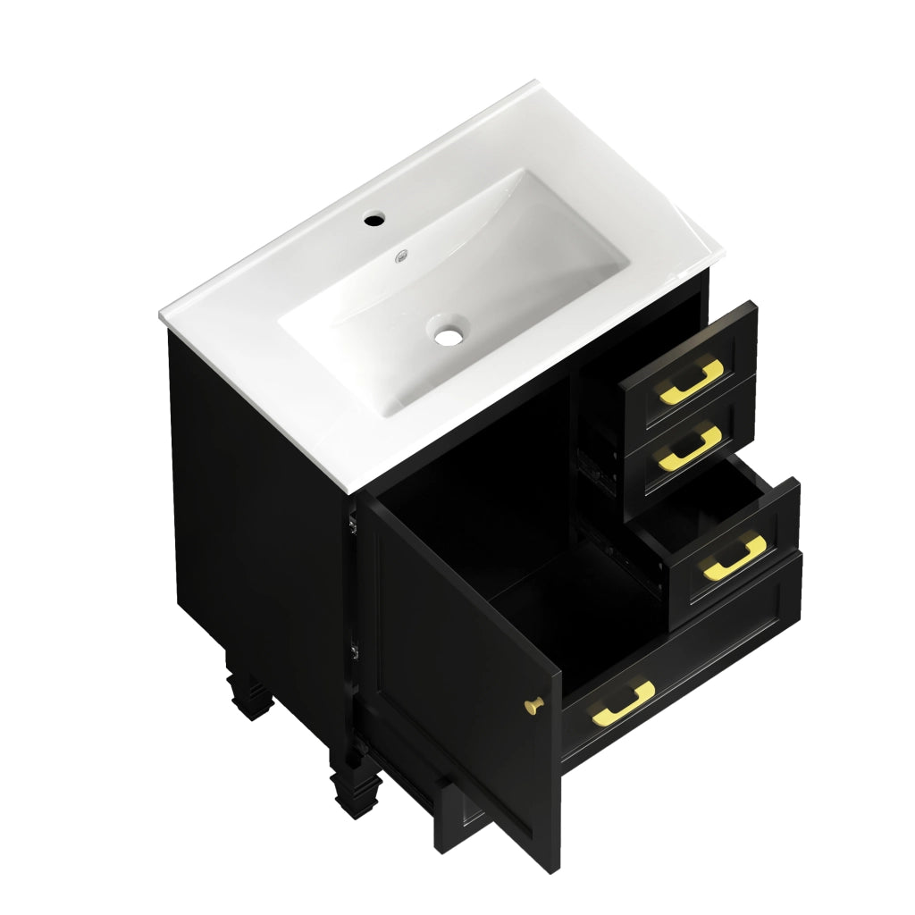 Armadietto Bagno con Cassetti ¨C MINIMAL ¨C Nero, 75 cm