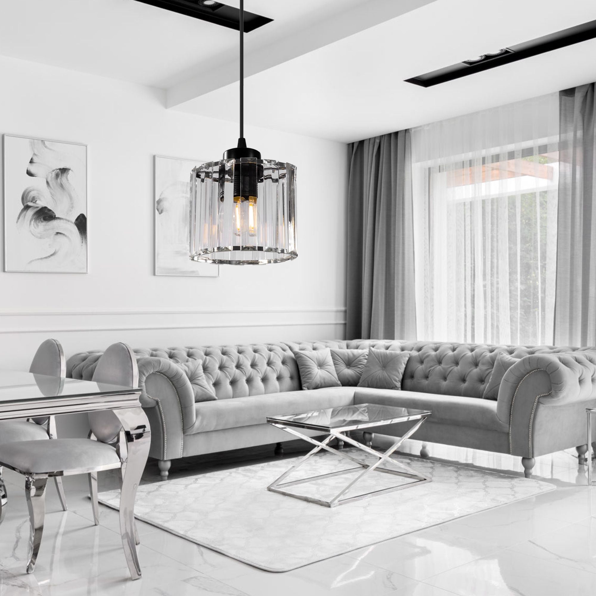 Lampada Da Soffitto Cristallo Black APP511-1CP