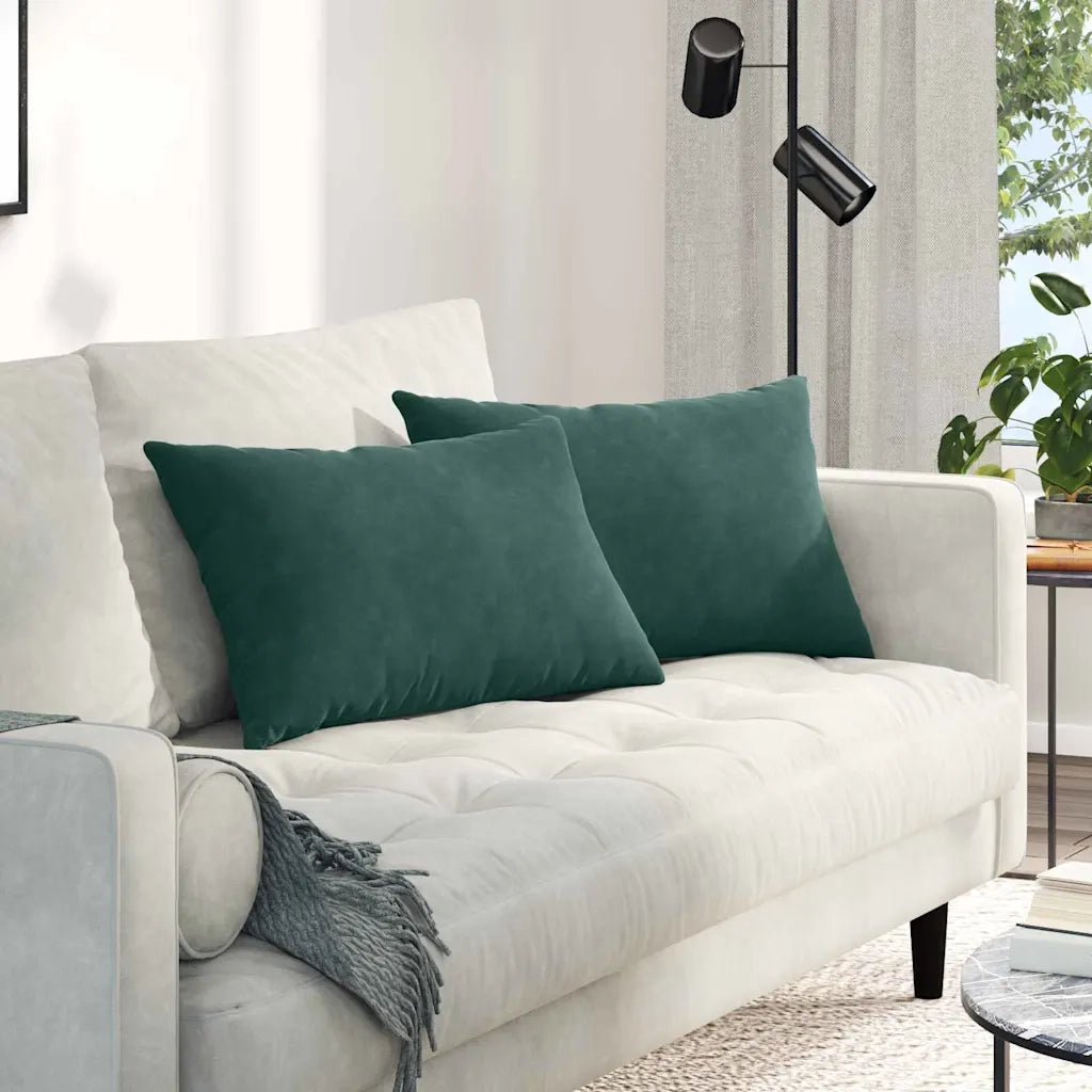 Cuscini da Divano 2 pz-Set di 2 Cuscini per Sofa Verde scuro 60 x 40 cm Tessuto in Cords 277976