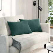 Cuscini da Divano 2 pz-Set di 2 Cuscini per Sofa Verde scuro 60 x 40 cm Tessuto in Cords 277976