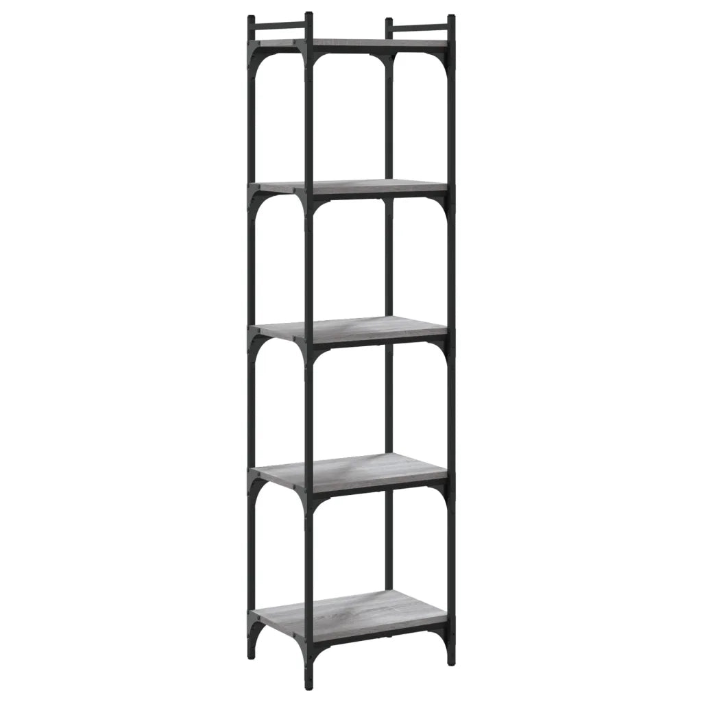 Libreria 5 Ripiani-Scaffale per Libri-Mobile di Stoccaggio Grigio Sonoma 40x30x154cm Legno Multistrato
