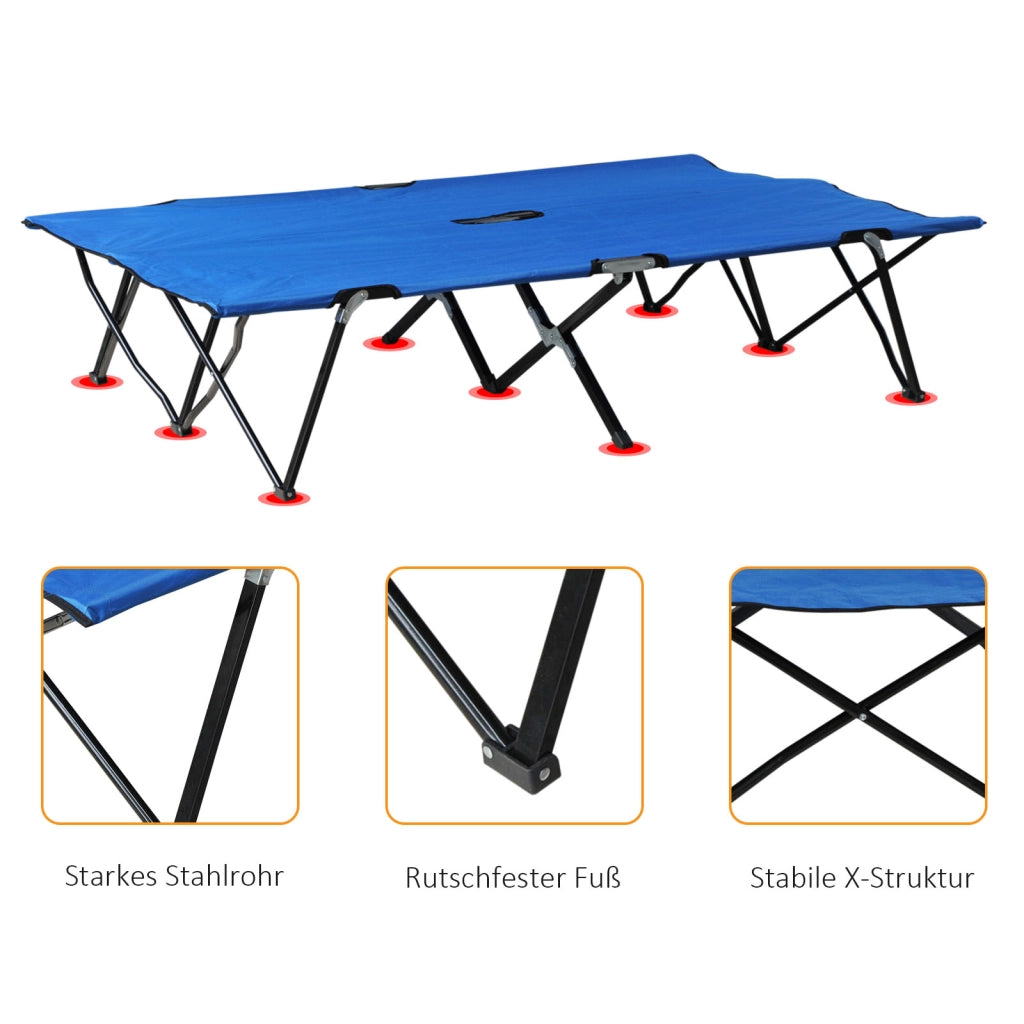 Letto da campo pieghevole per 2 persone ¨C zephmum ¨C blu, nero, acciaio, 193x125x40 cm
