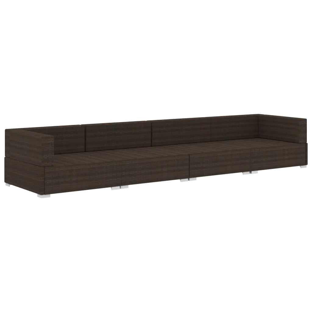 Set Divani da Giardino 4 pz con Cuscini in Polyrattan Marrone 47269
