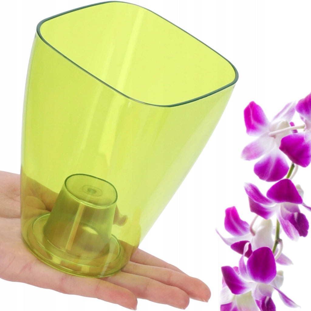 Vaso per orchidee KADAX in plastica, verde, resistente, 9 cm