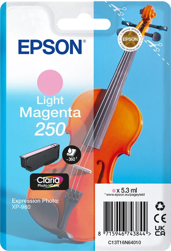 Epson 250 Violin Claria Photo HD cartuccia d'inchiostro 1 pz Originale Resa elevata (XL) Magenta chiaro