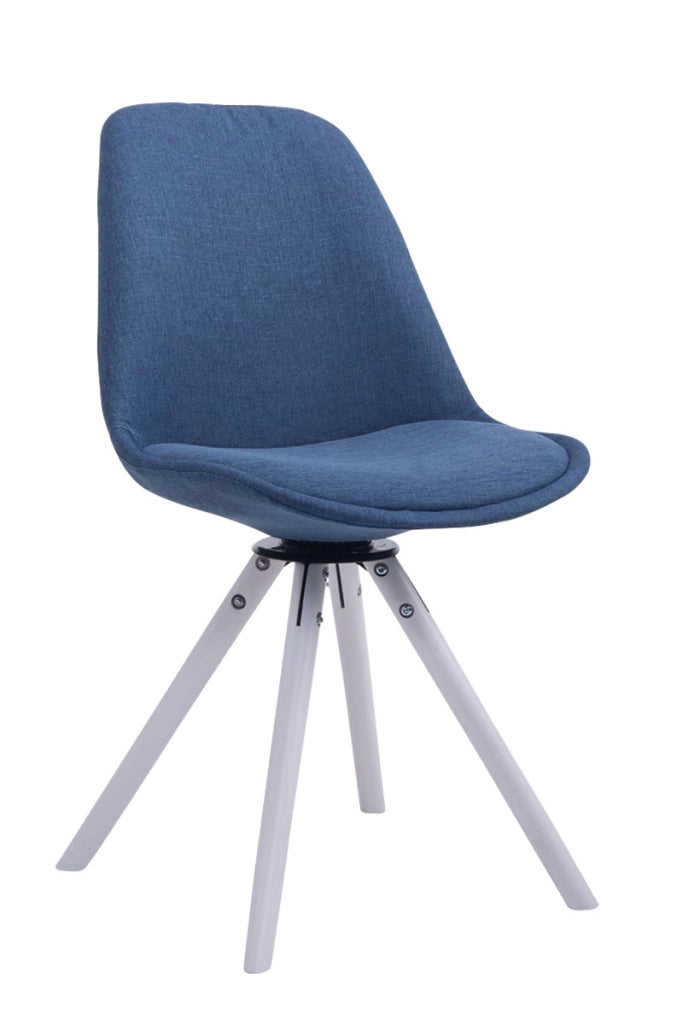 Sedia ospite Troyes Girevole Tessuto Rotondo blu,bianco