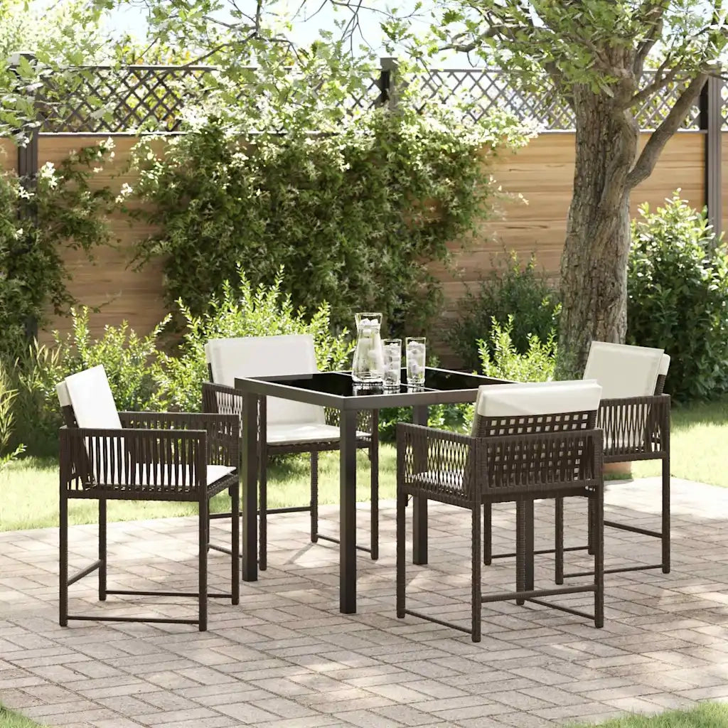 Set da Pranzo per Giardino 5 pcs Marrone polyrattan 3380753