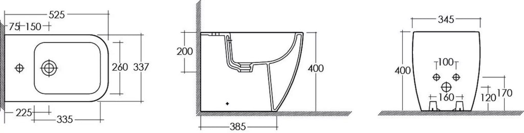 Bidet metropolitan filo muro