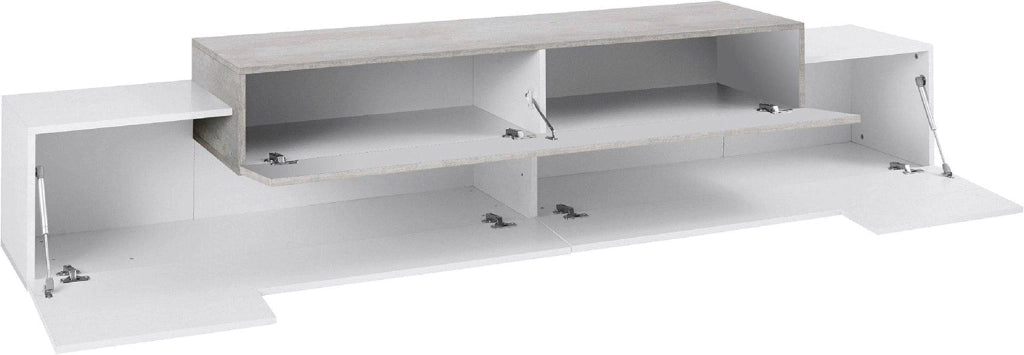 Mobile TV 3 Ante 240x45x51,5 cm Coro Bianco Lucido e Acero Pereira