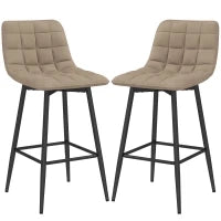 Set 2 Sgabelli da Cucina Stile Nordico in Tessuto Effetto Velluto e Metallo, 45x47x84 cm, Marrone