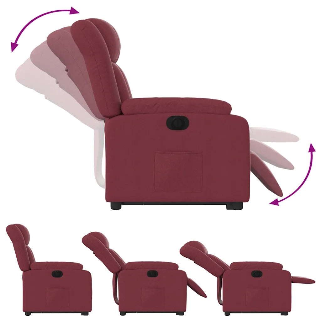 Poltrona Alzapersona Reclinabile Elettrica Rosso Vino Tessuto