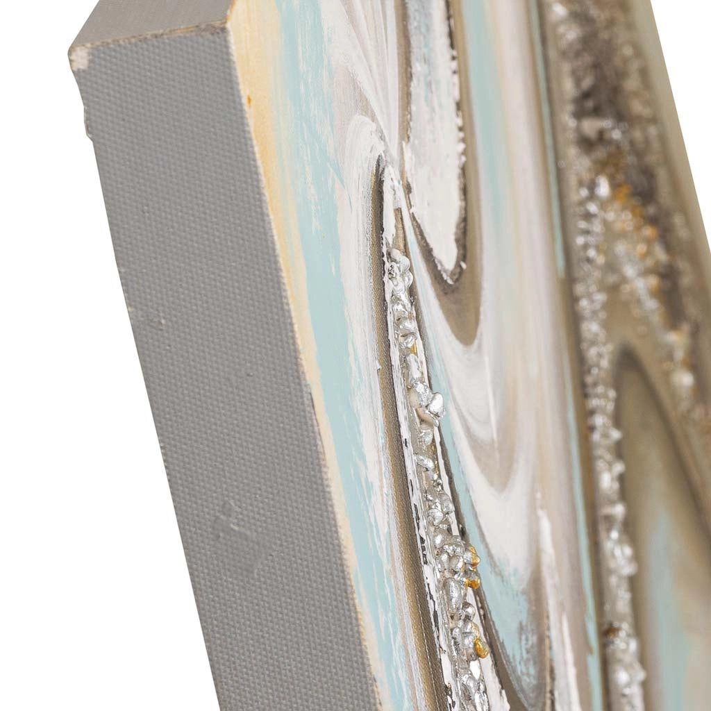 Quadro dipinto a mano con rilievo multicolore 40x120x3h cm