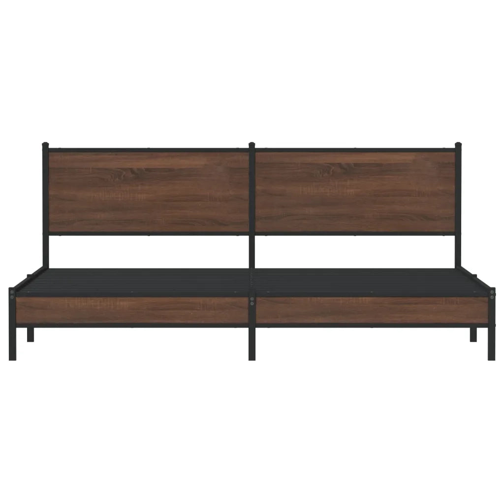 Letto matrimoniale | Letto per adulti | Giroletto senza Materaso in Metallo Rovere Marrone 193x203 cm