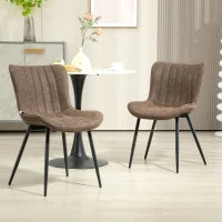 Set di 2 Sedie da Pranzo Imbottite, Design Moderno, Marrone