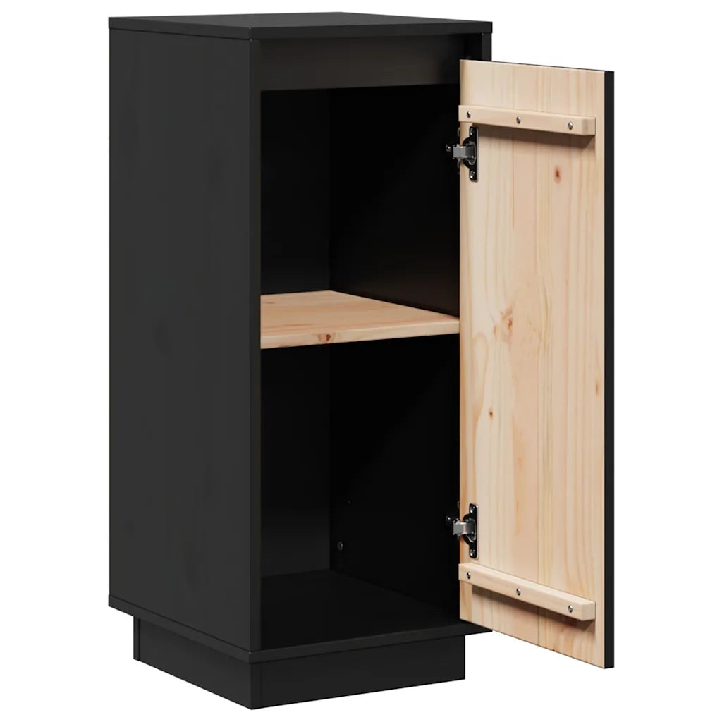 Credenze 2 pz | Madia | Buffet da pranzo | Armadio da pranzo Nere 31,5x34x75 cm in Legno Massello di Pino