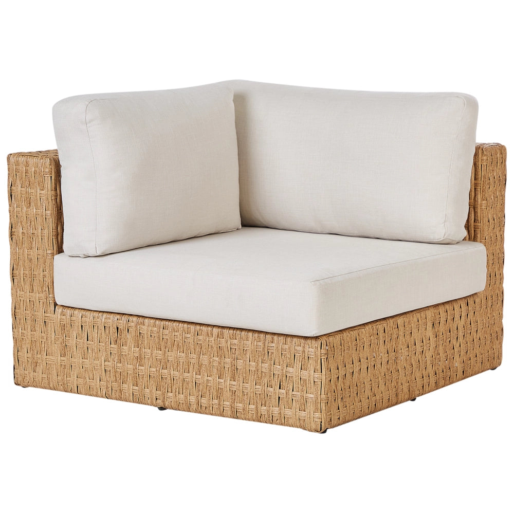 Set da giardino con divano a 4 posti  lato destro in rattan sintetico PE, tavolino con piano a vassoio e cuscini beige